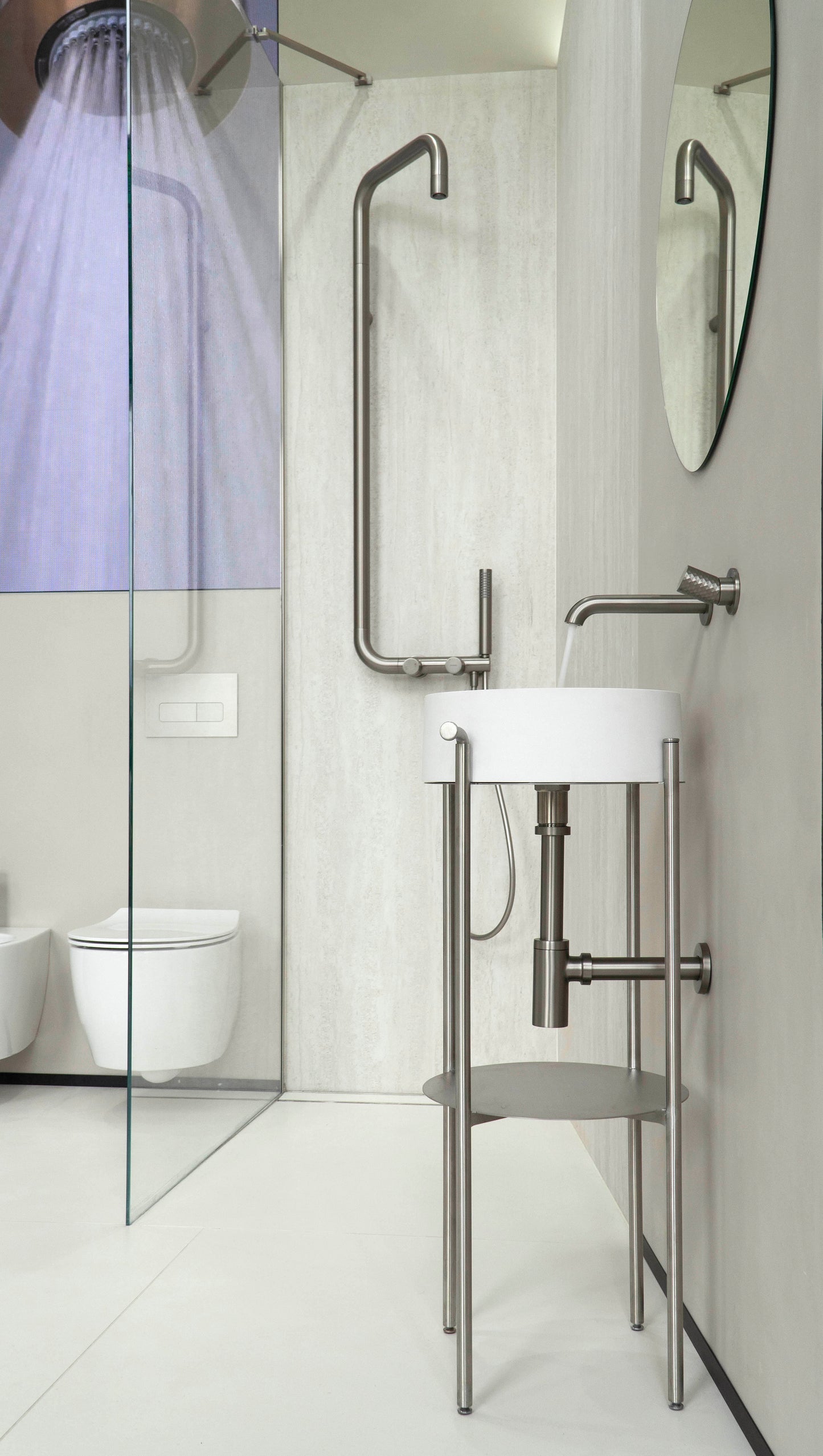 Deante SILIA HEXA Design-Duschsystem Armatur mit Schalter Stahl gebürstet