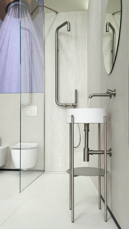 Deante SILIA HEXA Design-Duschsystem Armatur mit Schalter Stahl gebürstet