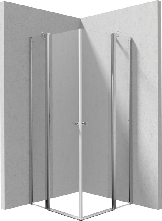 Deante KERRIA PLUS Eckdusche mit 2 schmalen Drehtüren 90 x 90 x 200 cm Chrom