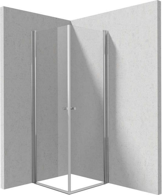 Deante KERRIA PLUS Eckdusche mit 2 breiten Drehtüren 90 x 90 x 200 cm Chrom