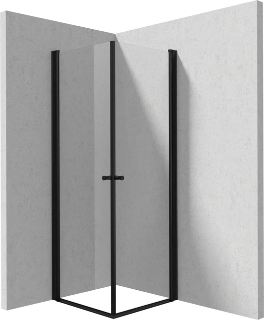 Deante KERRIA PLUS Eckdusche mit 2 breiten Drehtüren 90 x 90 x 200 cm Schwarz