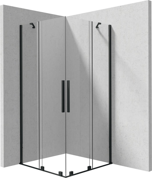 Deante PRIZMA Eckdusche mit 2 Schiebetüren 90 x 90 x 195 cm Schwarz
