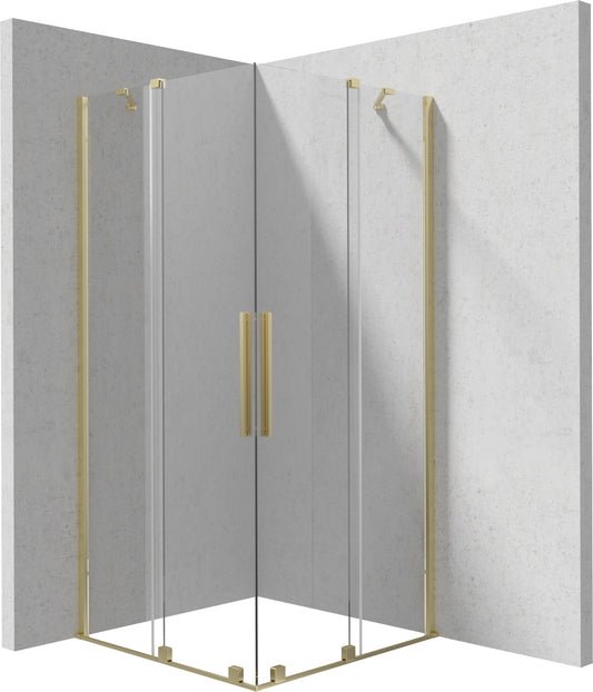 Deante PRIZMA Eckdusche mit 2 Schiebetüren 90 x 90 x 195 cm Gold gebürstet