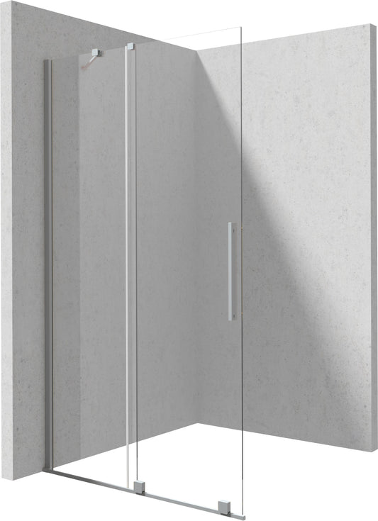Deante PRIZMA Walk-In Duschwand Schiebewand 140 x 195 cm Stahl gebürstet