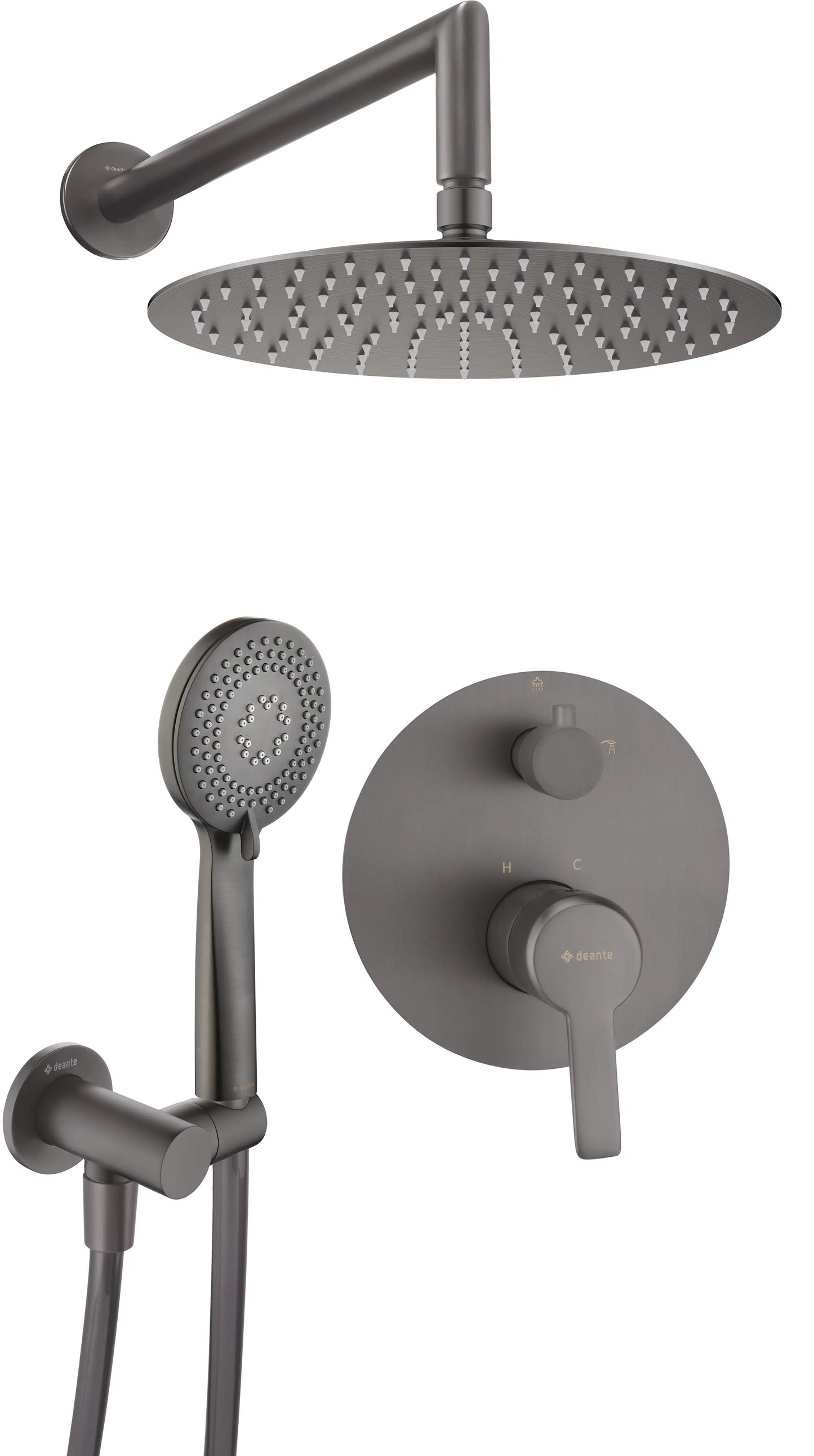 Deante ARNIKA Unterputz-Duschsystem Kopfbrause-Set rund Titanium