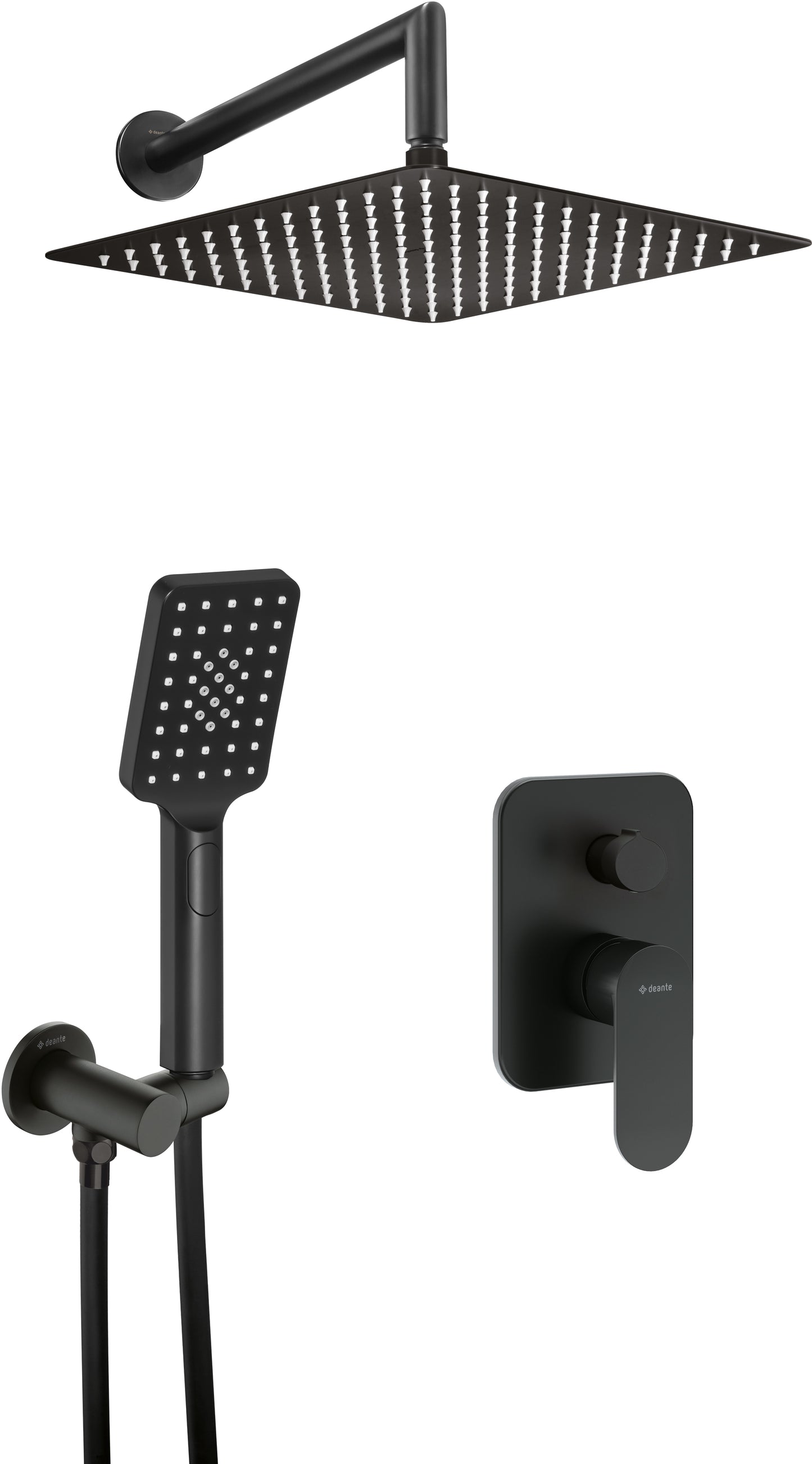 Deante ALPINIA Unterputz-Duschsystem Komplettset quadratisch Schwarz