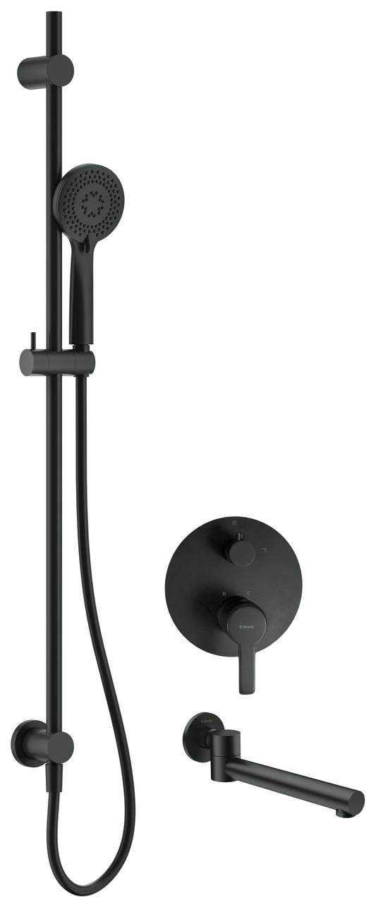 Deante ARNIKA Unterputz-Duschset mit Badewannenauslauf schwenkbar Schwarz
