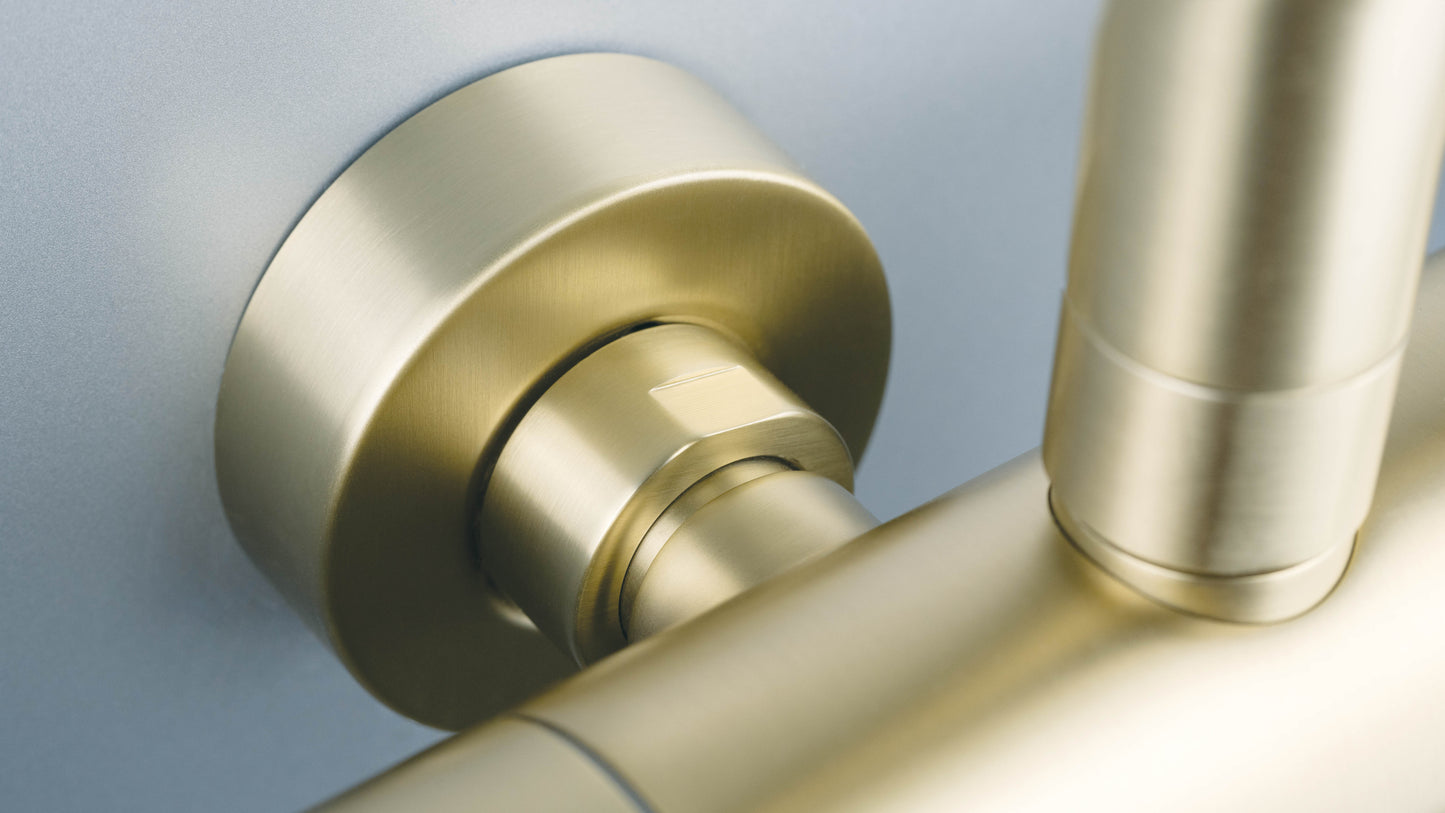 Deante ARNIKA Design-Duschsystem mit Thermostat-Duscharmatur Gold gebürstet