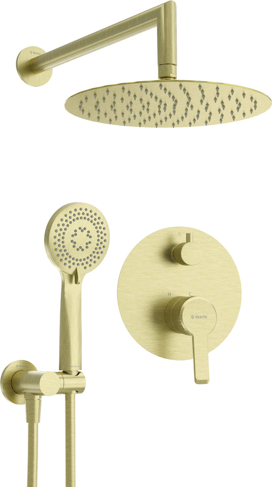 Deante ARNIKA Unterputz-Duschsystem Kopfbrause-Set rund Gold gebürstet