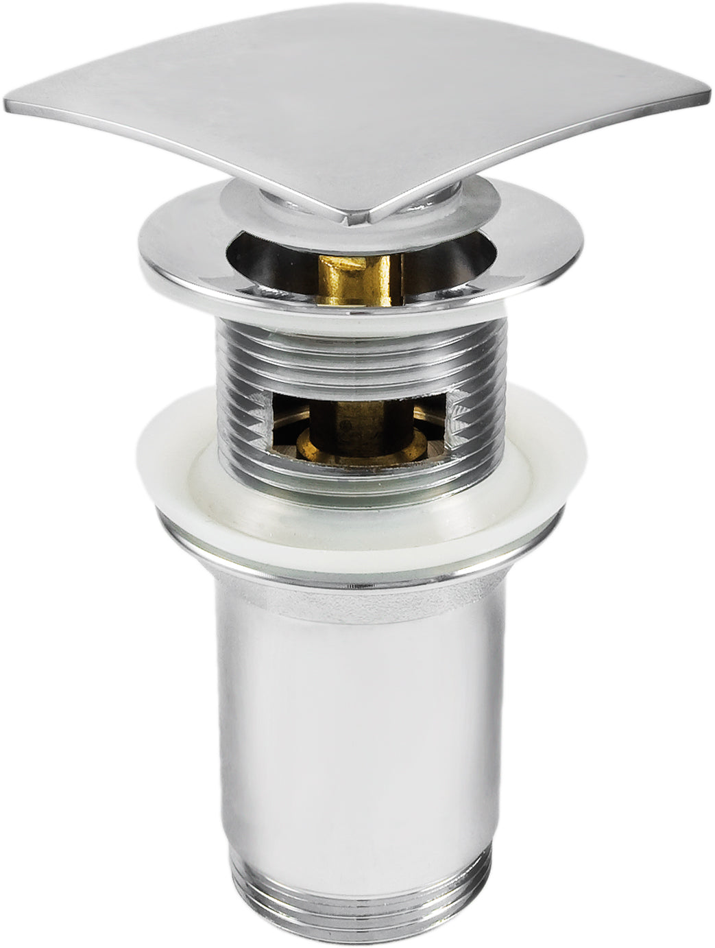 Deante CLICK-CLACK Ablaufgarnitur für Waschbecken / Bidet Universal-Überlauf Quadrat Chrom