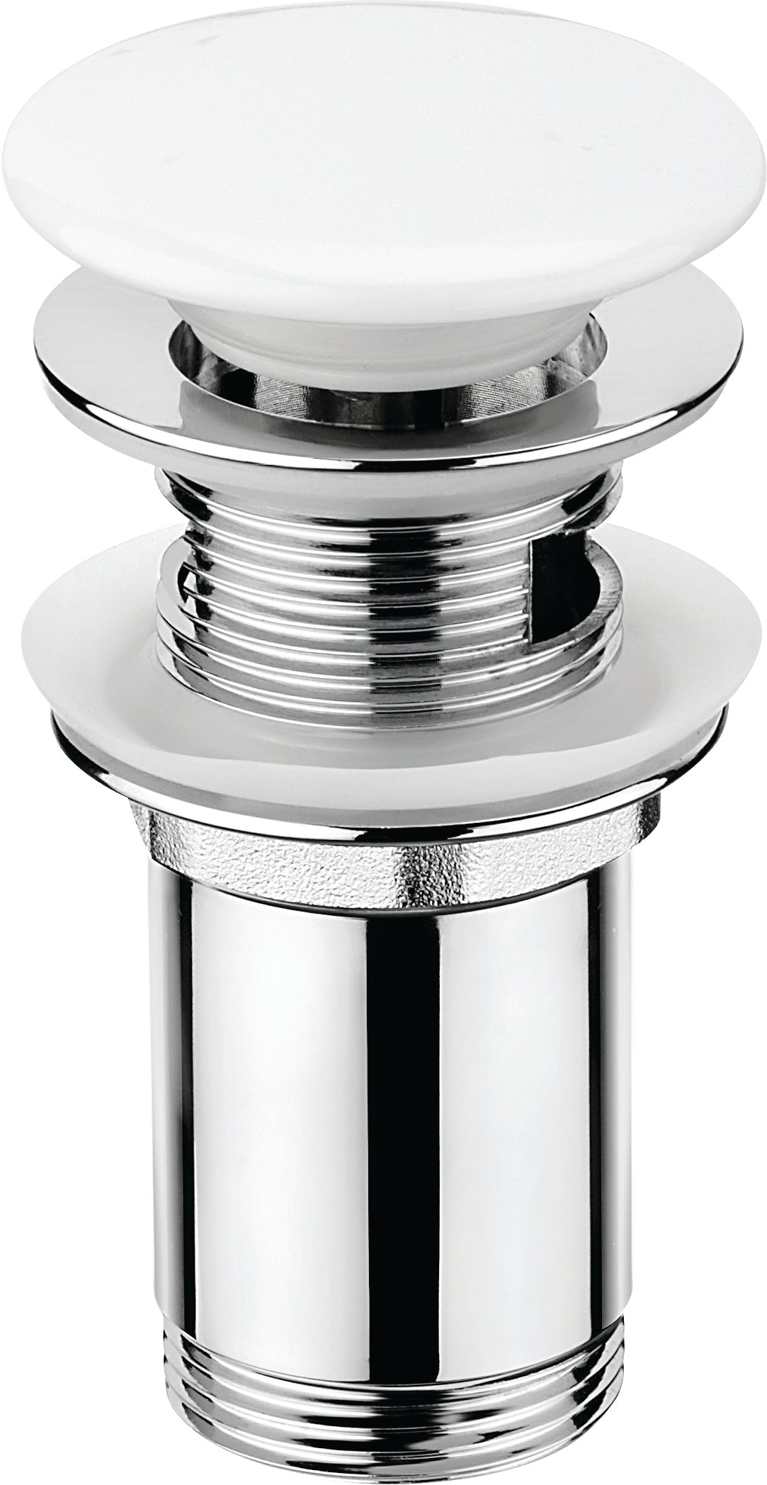 Deante CLICK-CLACK Ablaufgarnitur für Waschbecken / Bidet Universal-Überlauf Weiß-Chrom