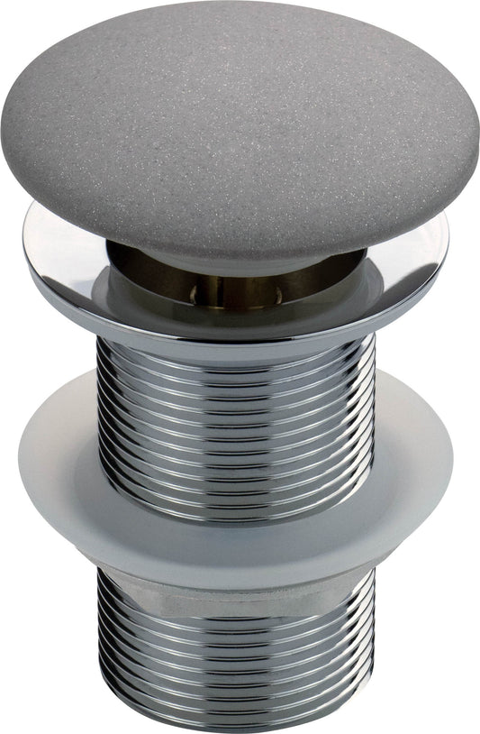 Deante CLICK-CLACK Abflussstopfen Ablaufgarnitur für Waschbecken aus Granit Grau Metallic