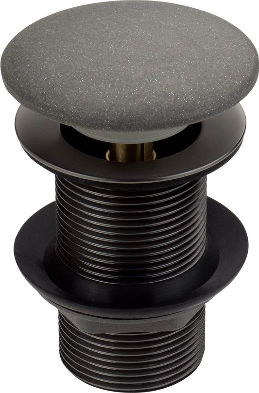 Deante CLICK-CLACK Abflussstopfen Ablaufgarnitur für Waschbecken aus Granit Anthrazit Metallic