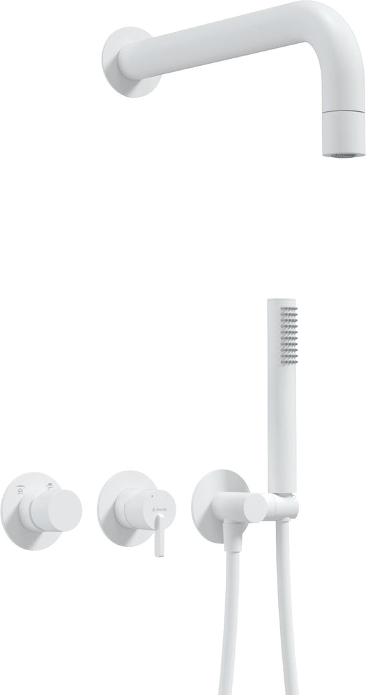 Deante SILIA Unterputz-Duschsystem horizontal Kegelstrahl-Brause Weiß