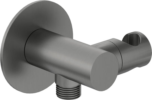 Deante SILIA Winkelanschluss rund mit Halter für Handbrause Titanium