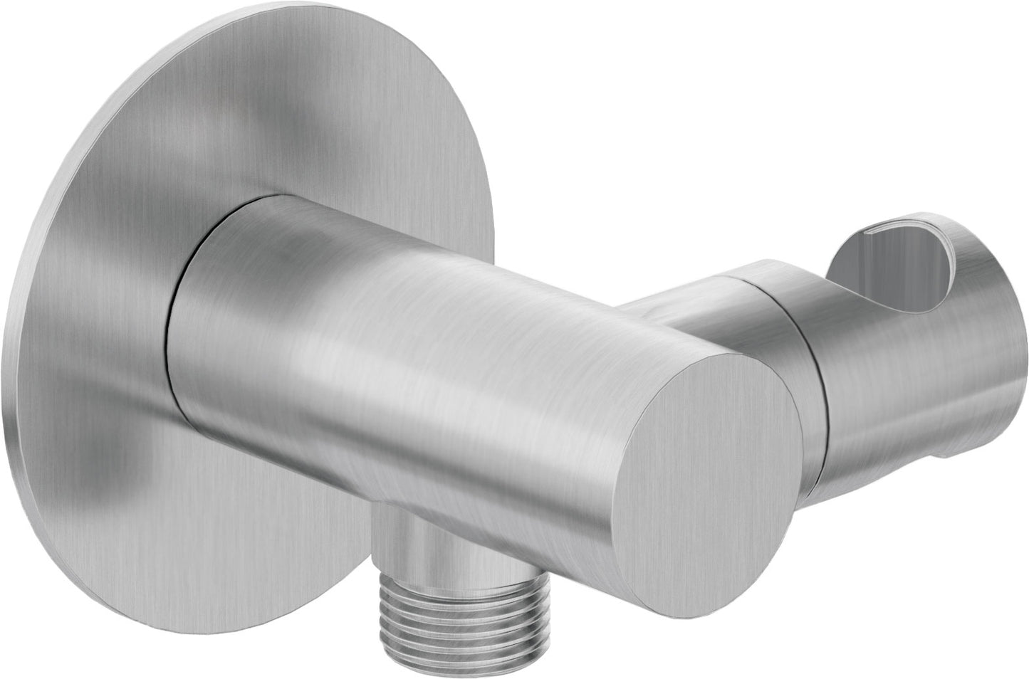 Deante SILIA Winkelanschluss rund mit Halter für Handbrause Stahl gebürstet