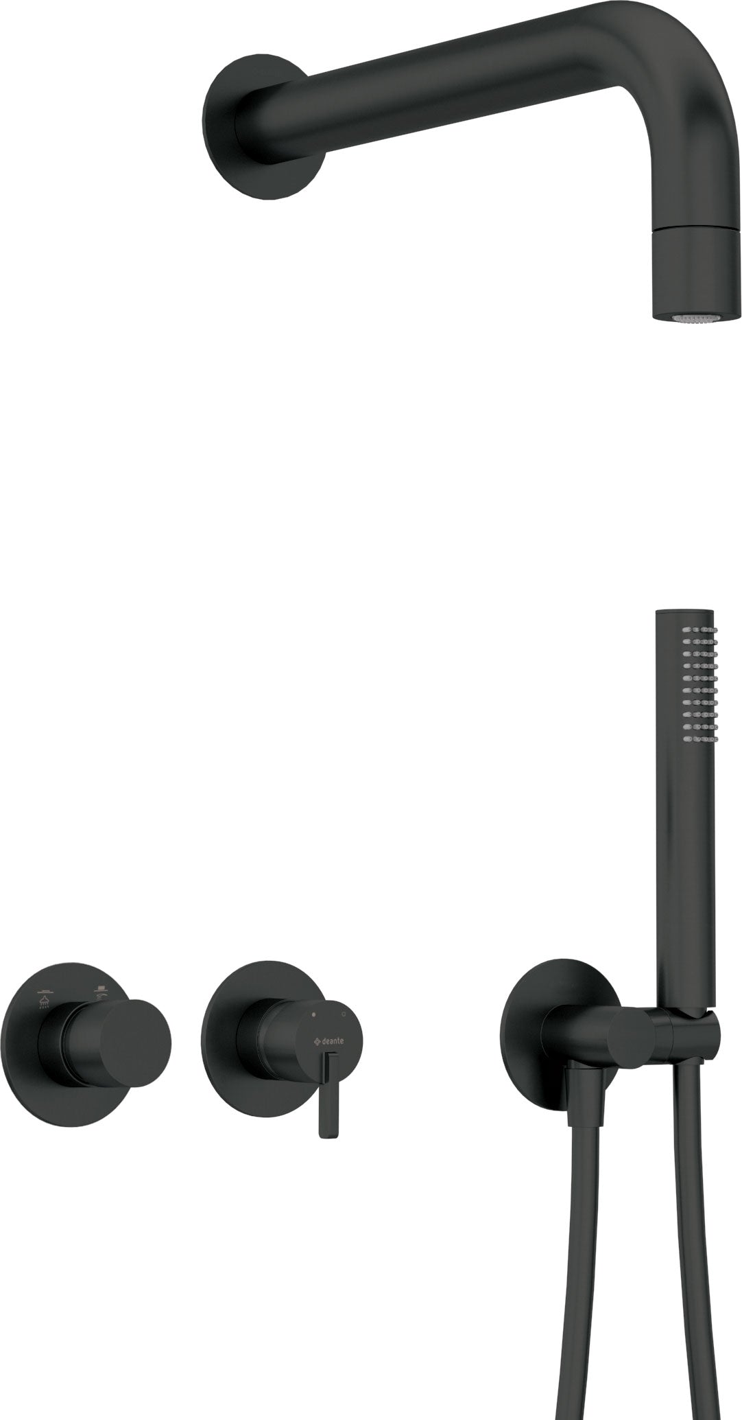 Deante SILIA Unterputz-Duschsystem horizontal Kegelstrahl-Brause Schwarz