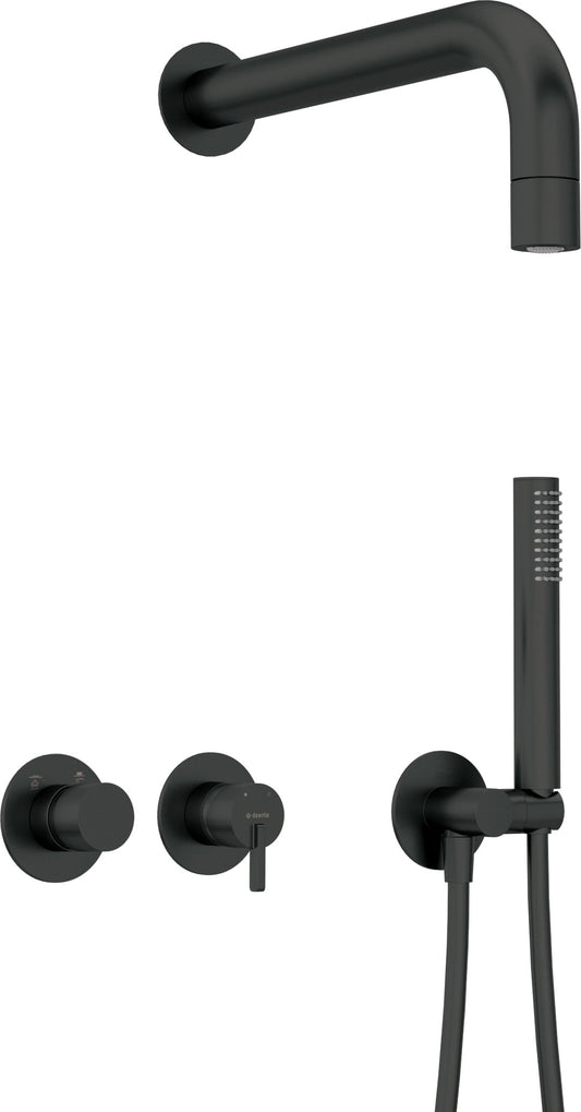 Deante SILIA Unterputz-Duschsystem horizontal Kegelstrahl-Brause Schwarz