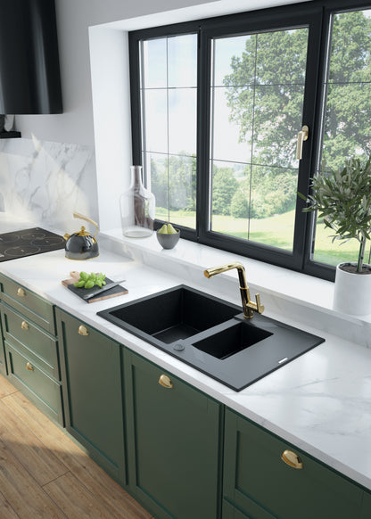Deante SILIA Design-Küchenarmatur mit ausziehbarer Handbrause Gold