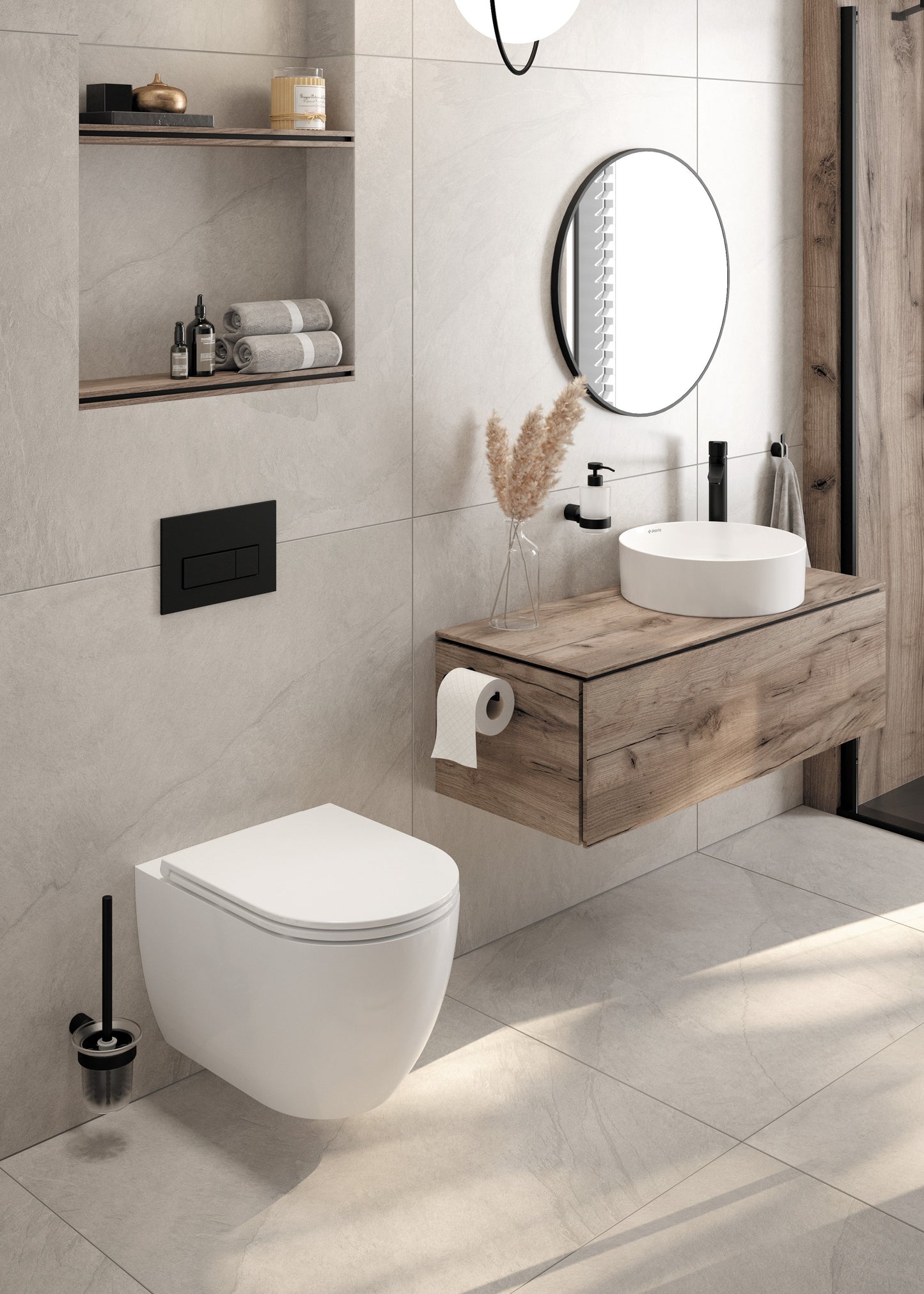 Deante ROUND Wand-WC inklusive WC-Sitz spülrandlos Weiß