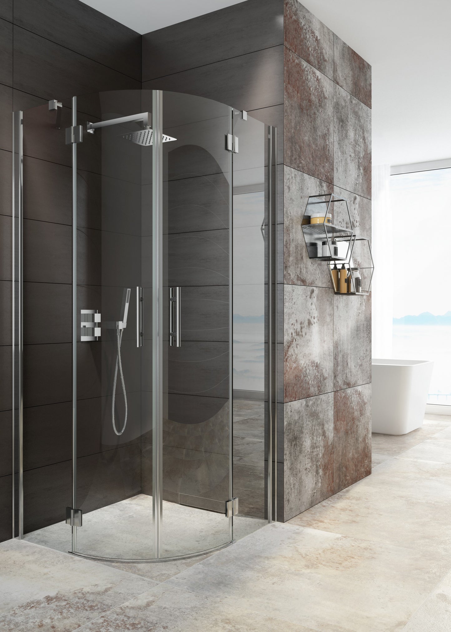 Deante THERM Unterputz-Duschset mit Mischbox und Regendusche quadratisch Chrom