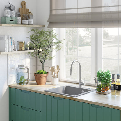 Deante EVORA Granitspüle 50 x 50 cm 1-Becken quadratisch hydrophob Graphit Metallic