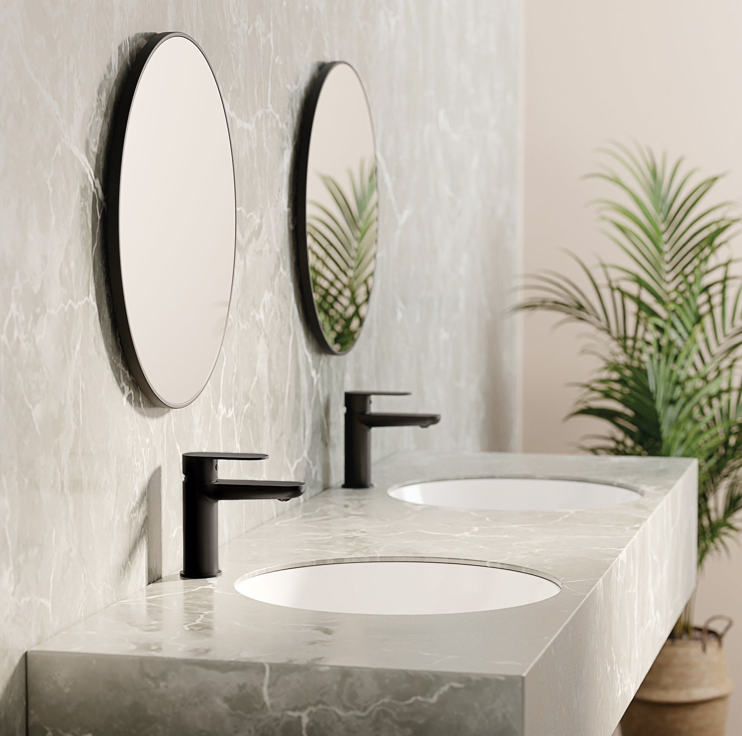 Deante ROUND Badspiegel rund mit Rahmen Ø 60 cm Schwarz