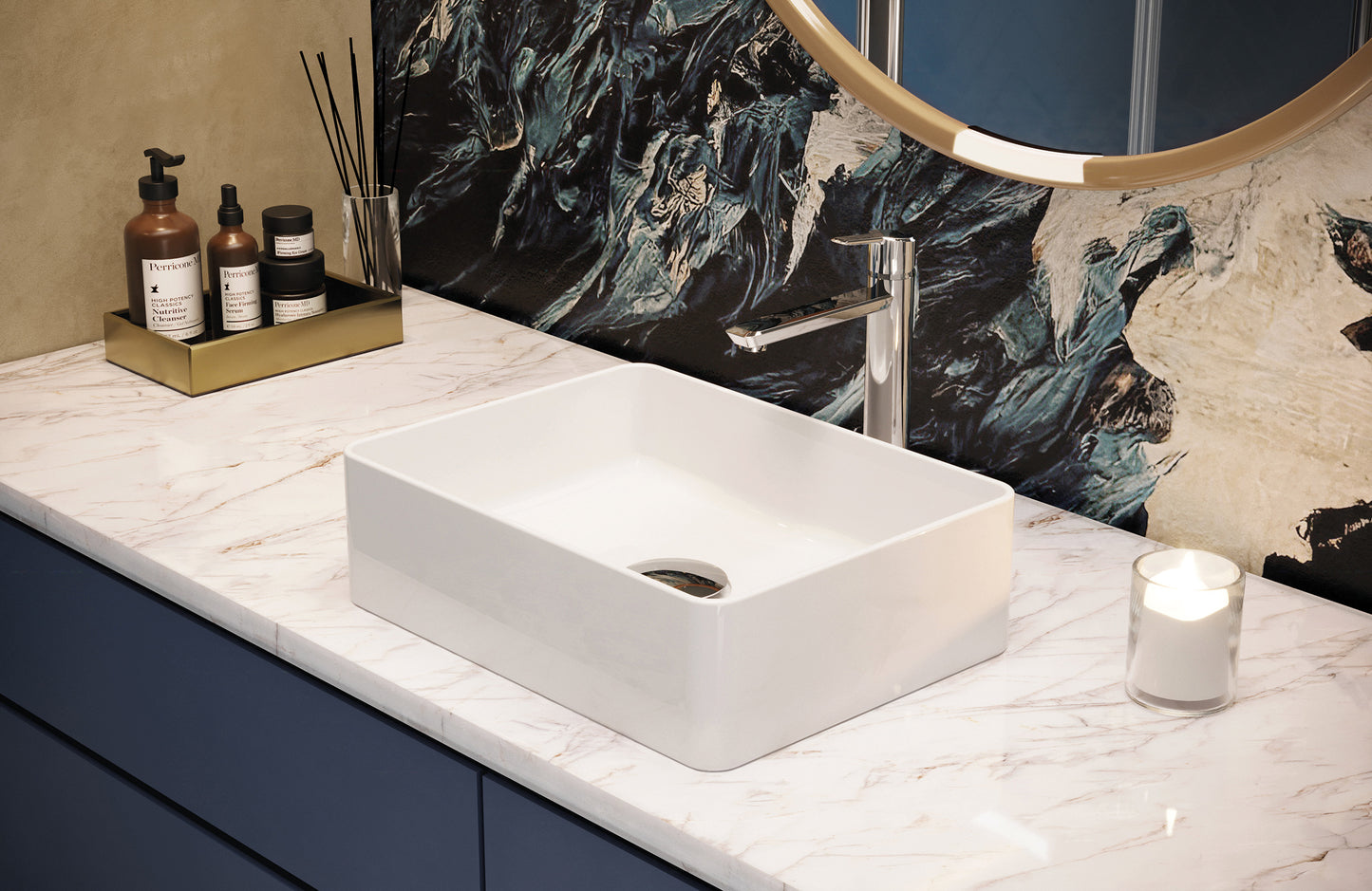 Deante ARNIKA Waschtischarmatur hoch mit Hebel oben Chrom