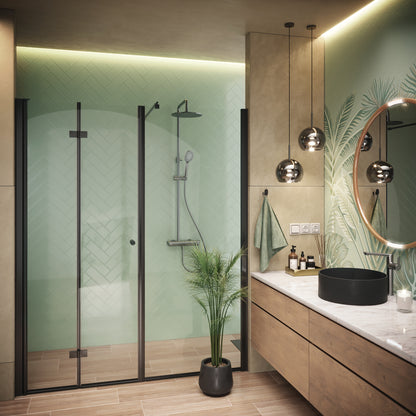 Deante KERRIA PLUS Falttür für Dusche Nischentür 80 x 200 cm Schwarz