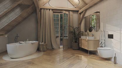 Deante SILIA Granit-Aufsatzwaschtisch mit Armaturenbank rund Ø 36 cm Alabaster