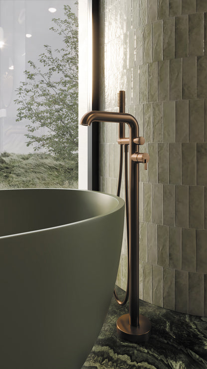 Deante SILIA Wannenarmatur freistehend mit Duschset L-Auslauf Bronze gebürstet