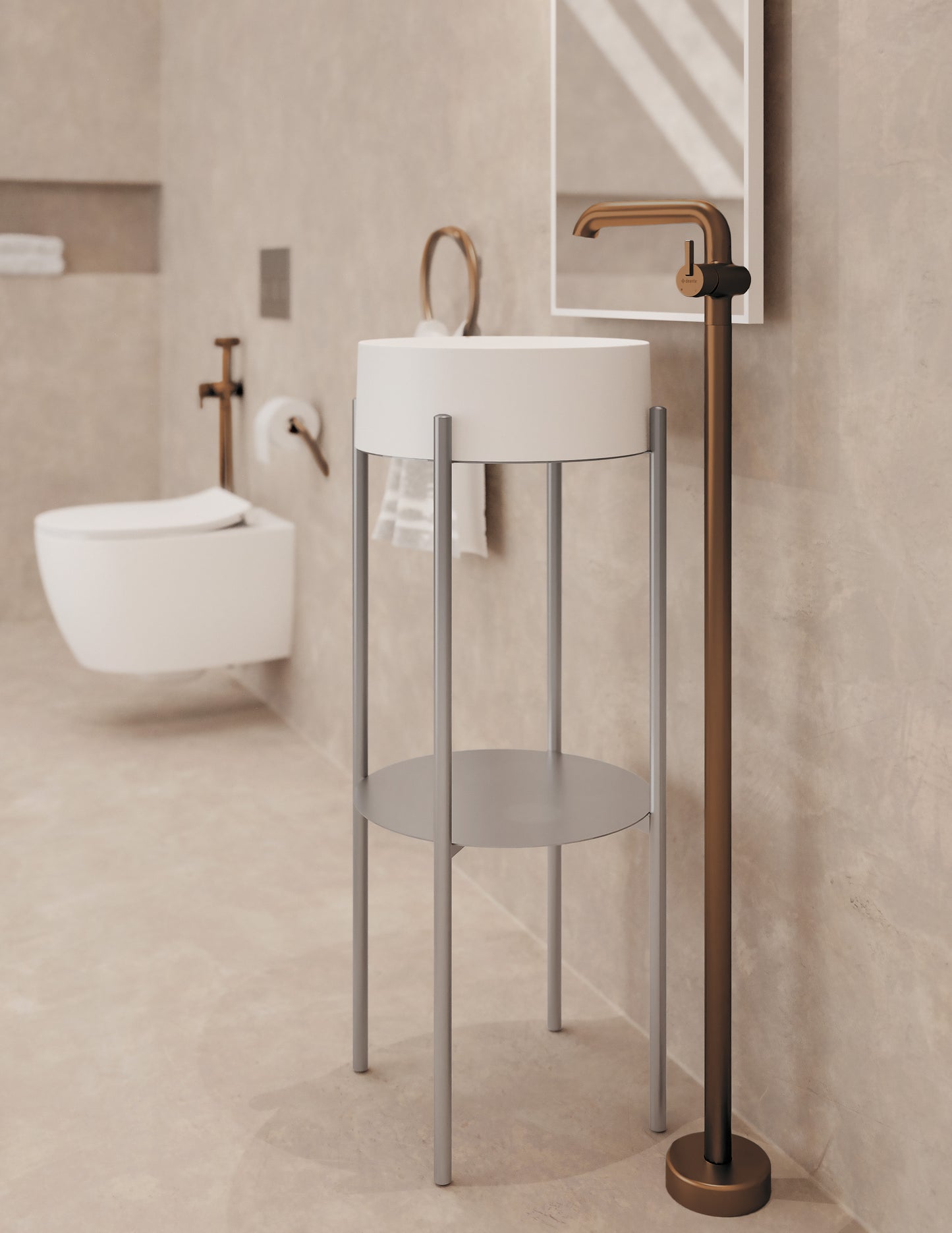 Deante SILIA Design-Waschbeckenarmatur freistehend Bronze gebürstet