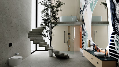 Deante SILIA Design-Waschtischarmatur hoch mit Hebel seitlich Titanium