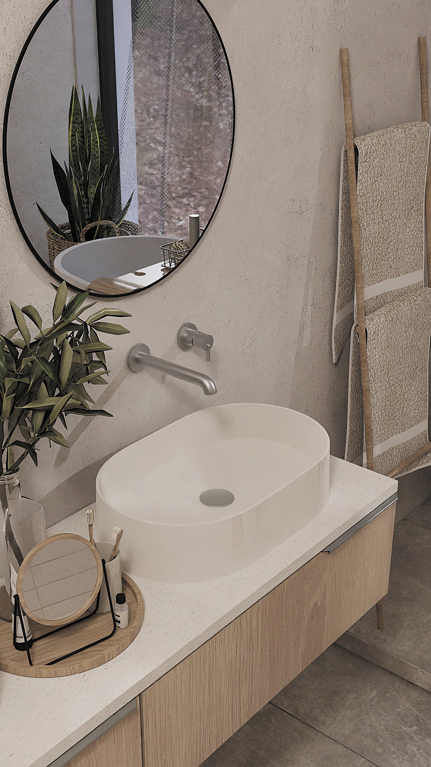 Deante ROUND Badspiegel rund mit Rahmen Ø 60 cm Schwarz