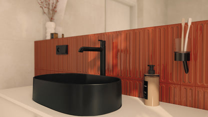 Deante SILIA Design-Waschtischarmatur hoch mit Hebel oben Schwarz