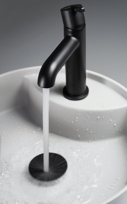 Deante SILIA Granit-Aufsatzwaschtisch mit Armaturenbank rund Ø 36 cm Alabaster