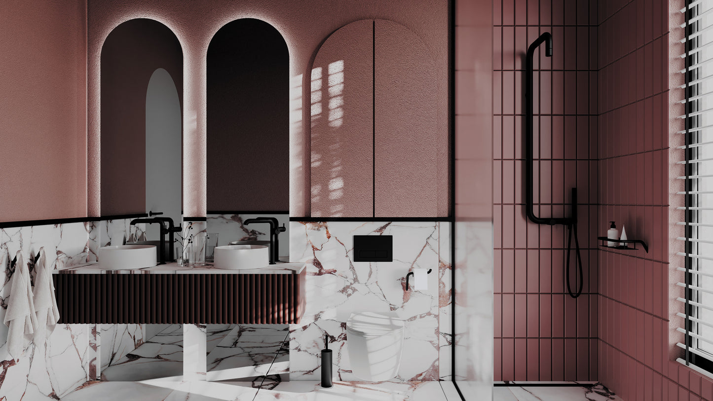 Deante SILIA Design-Waschtischarmatur hoch mit Hebel seitlich Schwarz