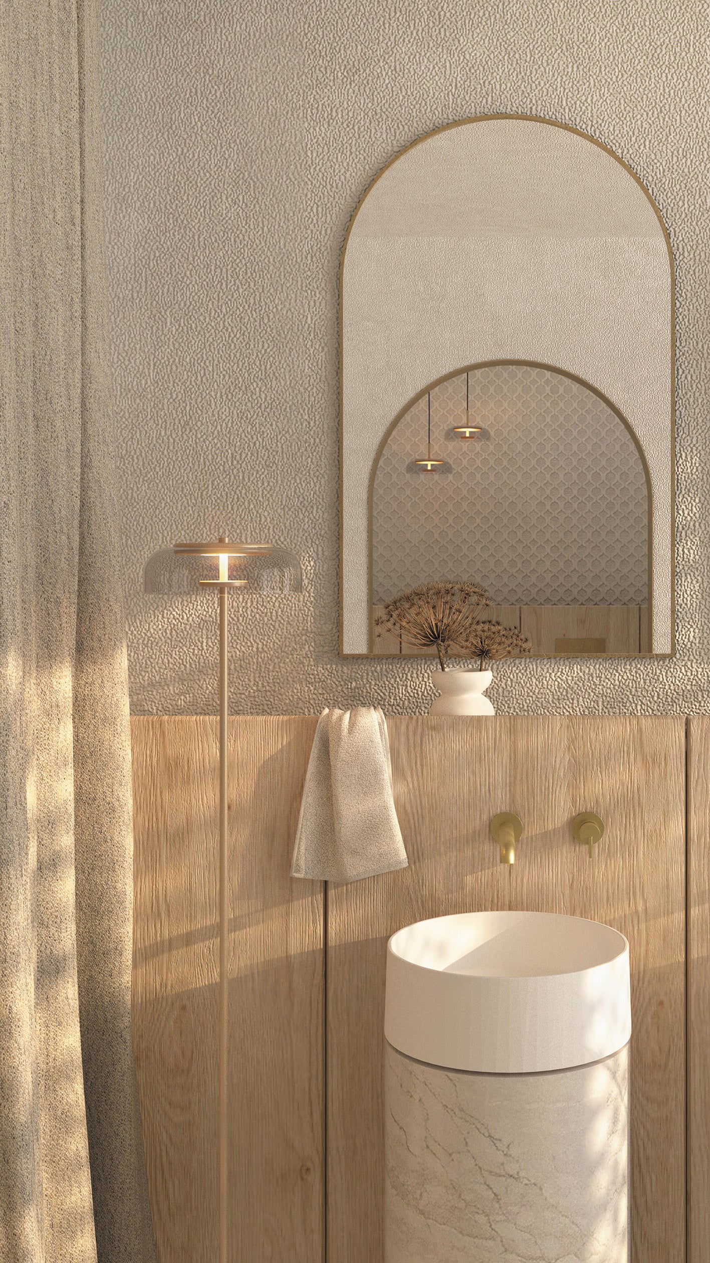 Deante SILIA Granit-Aufsatzwaschbecken rund Ø 36 cm Alabaster