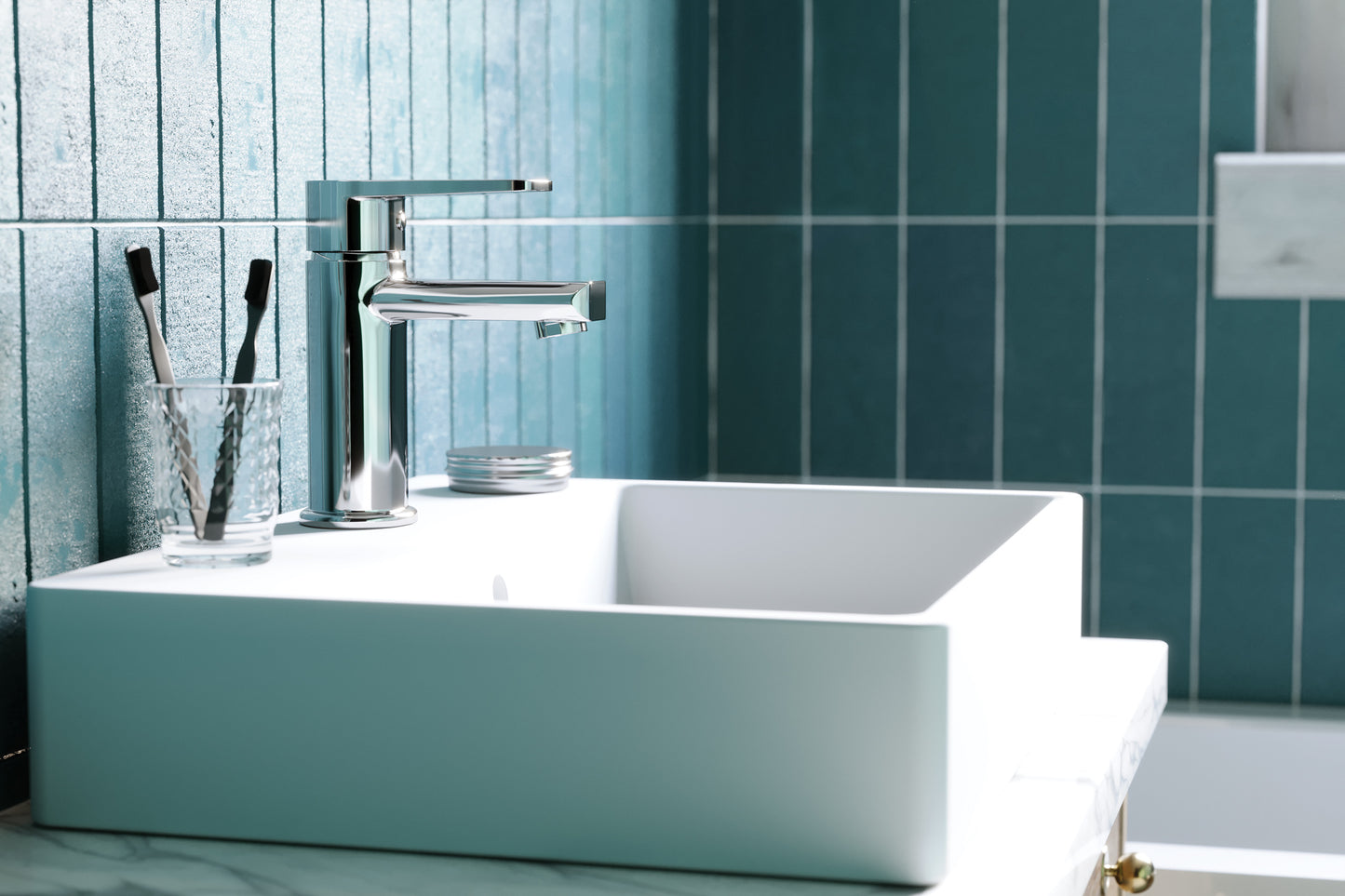 Deante TEMISTO Waschbecken zur Aufsatz- und Wandmontage 50 x 40 cm Weiß