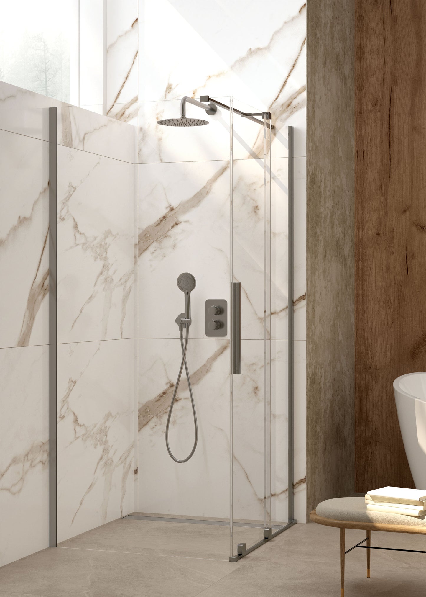 Deante THERM Unterputz-Duschset mit Mischbox und Regendusche rund Titanium