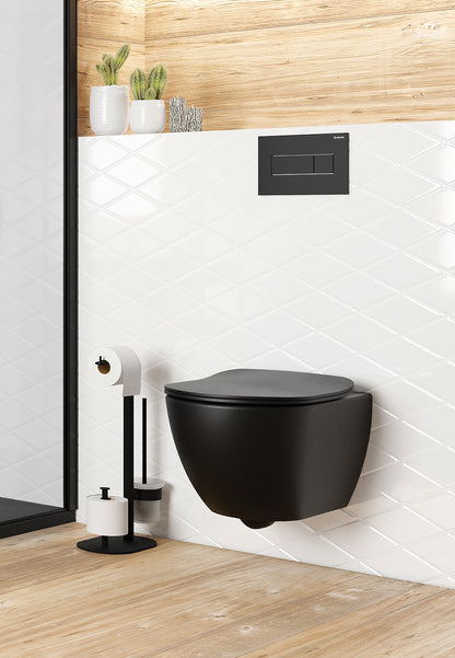 Deante ROUND WC-Bürstengarnitur mit Papierhalter (3-in-1) Schwarz