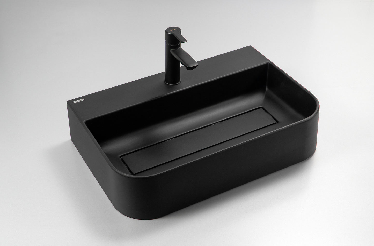 Deante ARNIKA Aufsatzwaschtisch mit Abflussabdeckung 60,5 x 40,5 cm Schwarz