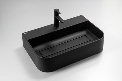 Deante ARNIKA Aufsatzwaschtisch mit Abflussabdeckung 60,5 x 40,5 cm Schwarz