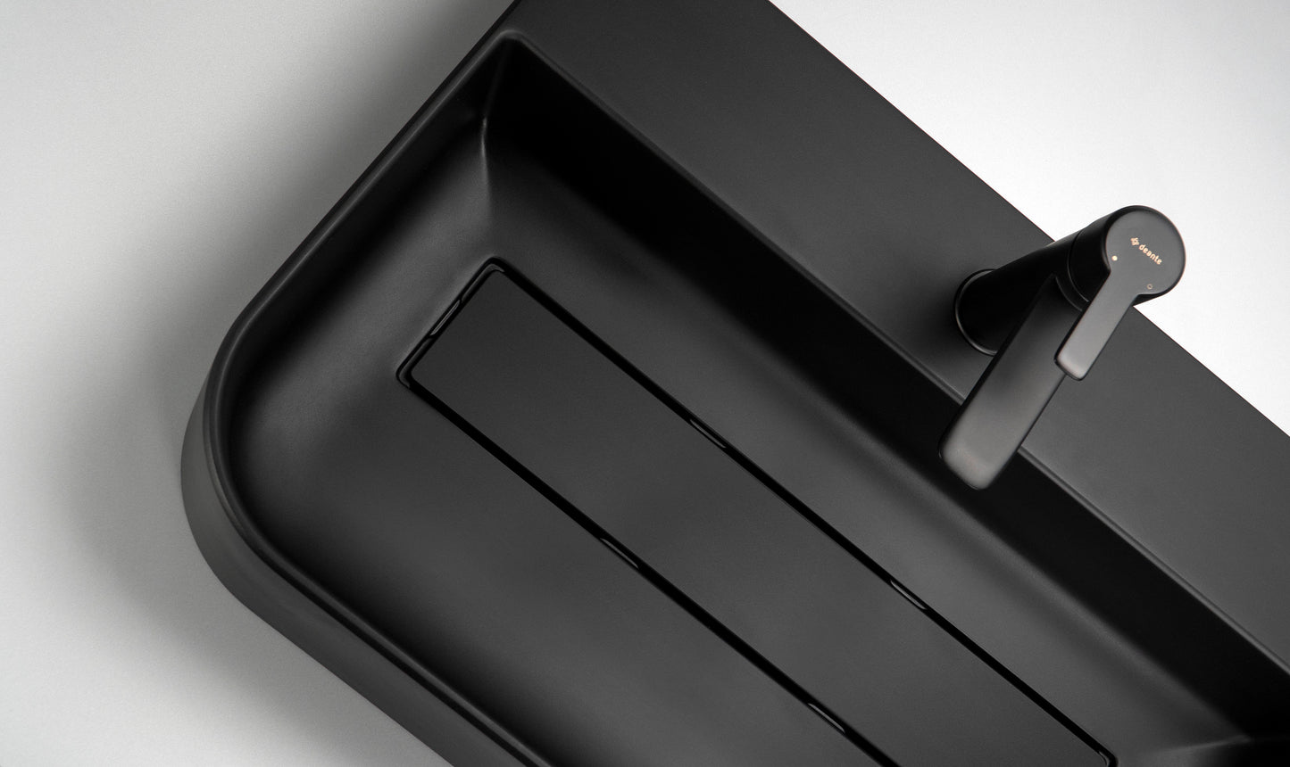 Deante ARNIKA Aufsatzwaschtisch mit Abflussabdeckung 50,5 x 40,5 cm Schwarz