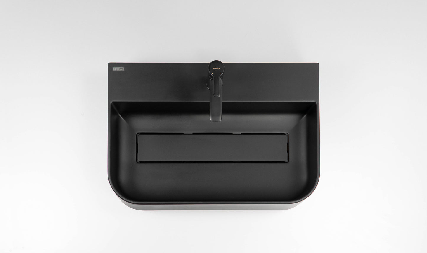 Deante ARNIKA Aufsatzwaschtisch mit Abflussabdeckung 50,5 x 40,5 cm Schwarz