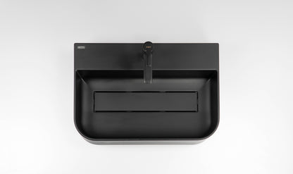 Deante ARNIKA Aufsatzwaschtisch mit Abflussabdeckung 50,5 x 40,5 cm Schwarz