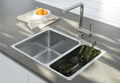 Deante EGERIA Unterbau-Edelstahlspüle tief 1,5-Becken 58 x 44 cm rechteckig Stahl gebürstet