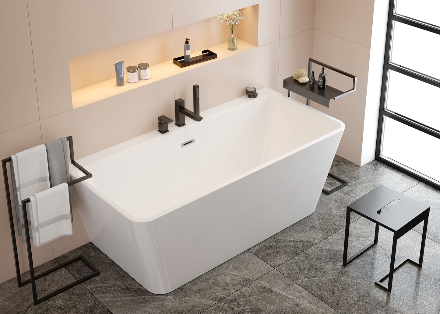 Deante HIACYNT Acryl-Badewanne Wand-/freistehend rechteckig 160 cm Weiß