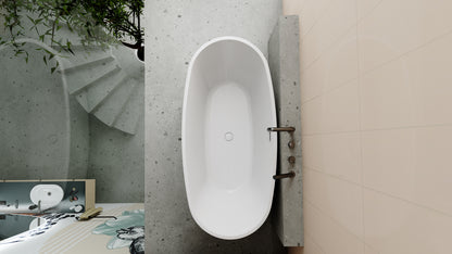 Deante ALPINIA Acryl-Badewanne freistehend oval 150 cm Weiß