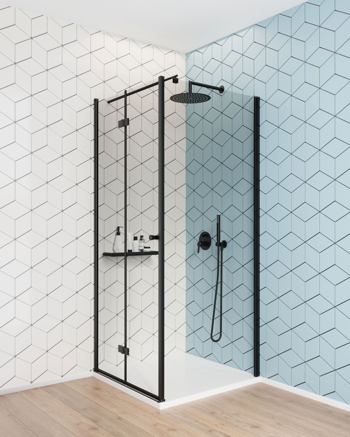Deante KERRIA PLUS Falttür für Dusche Nischentür 80 x 200 cm Schwarz